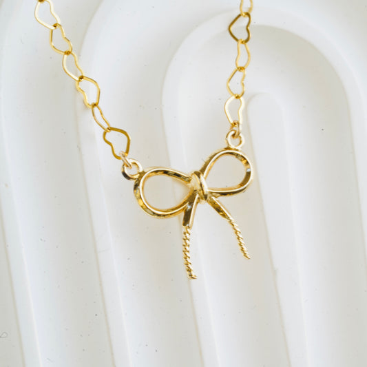 Cute Ribbon Gold-Filled Necklace