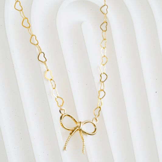 Cute Ribbon Gold-Filled Necklace