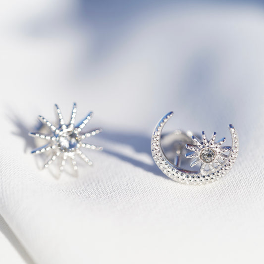 Moon Star Stud Earrings